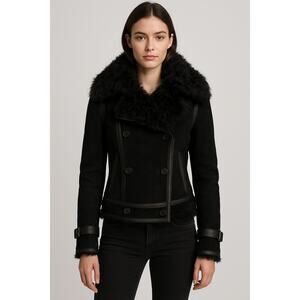 Burberry Suede Faux Fur Lined Jacket